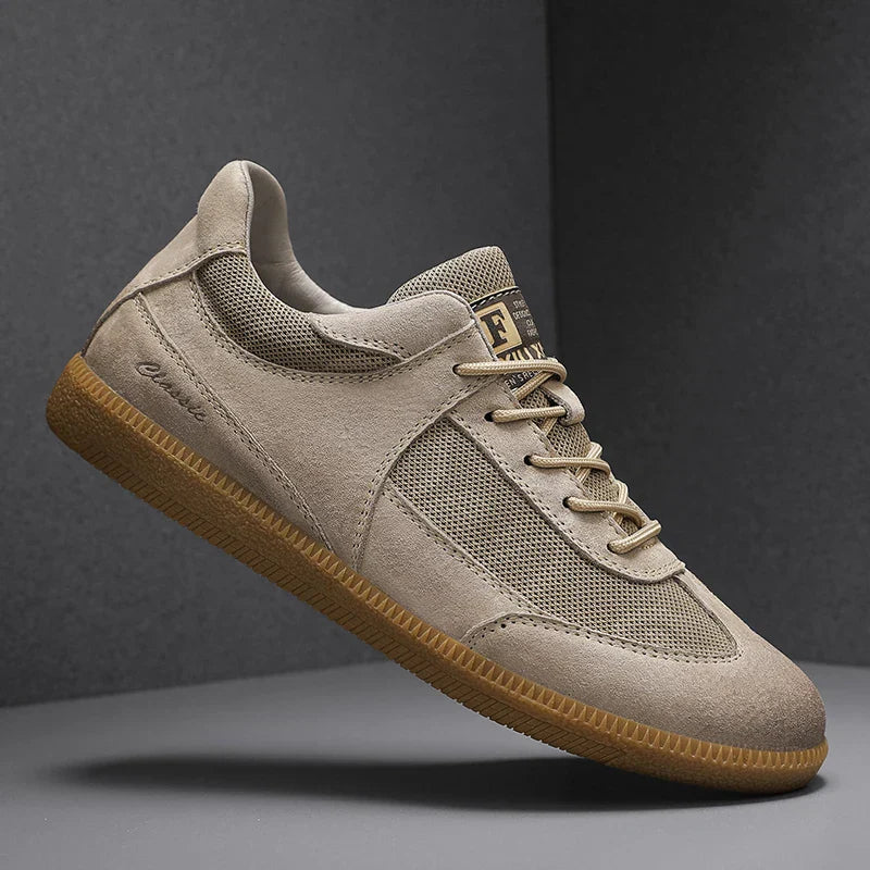 Sneakers Uomo in Pelle Scamosciata e Mesh | Emilio Beige