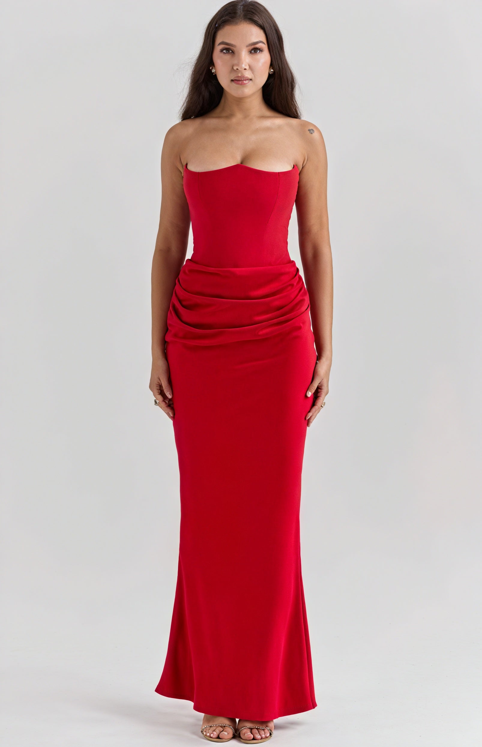 Solea | Abito Lungo Strapless da Cerimonia Rosso