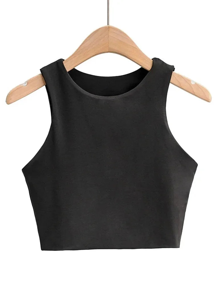 Solea | Top Slim Senza Maniche O-Collo Nero