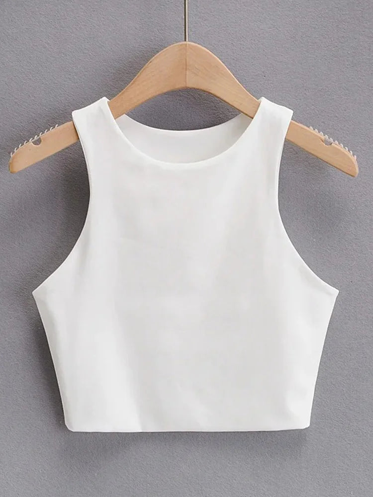 Solea | Top Slim Senza Maniche O-Collo Bianco