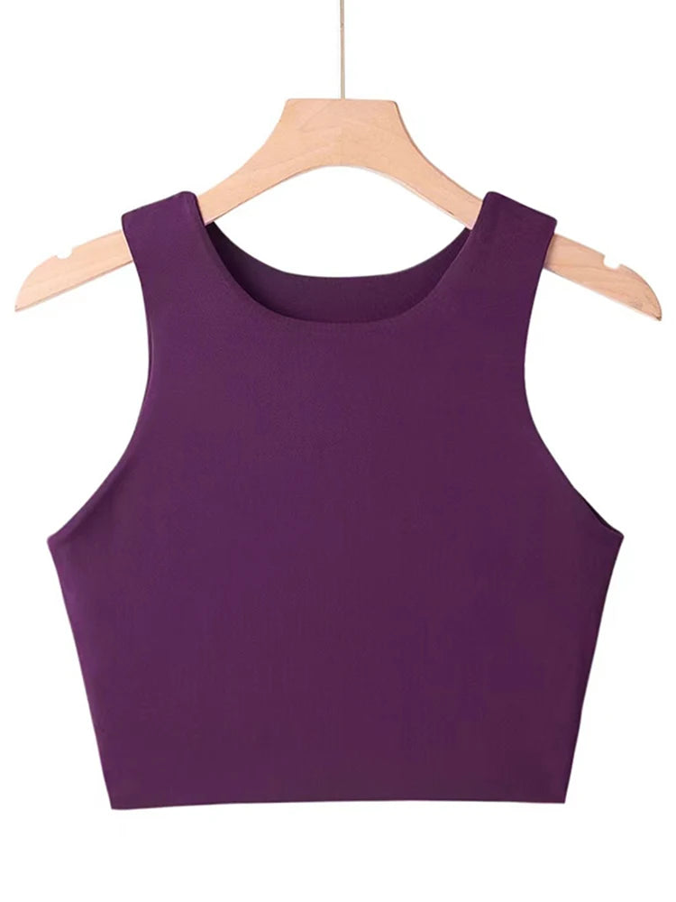 Solea | Top Slim Senza Maniche O-Collo Viola Scuro