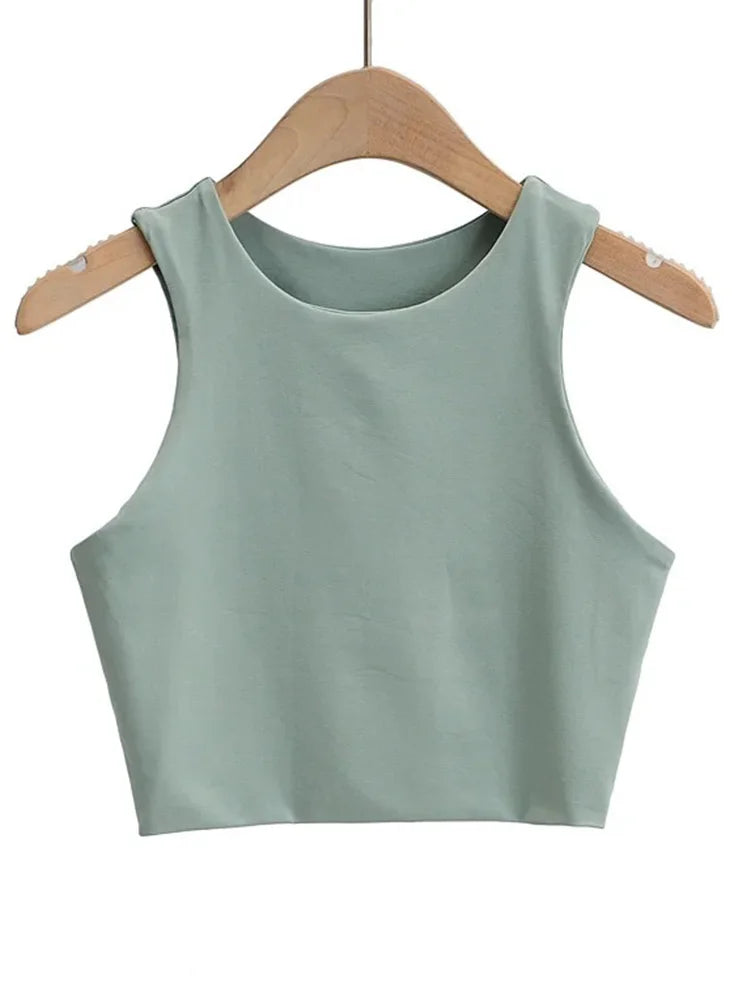 Solea | Top Slim Senza Maniche O-Collo Verde