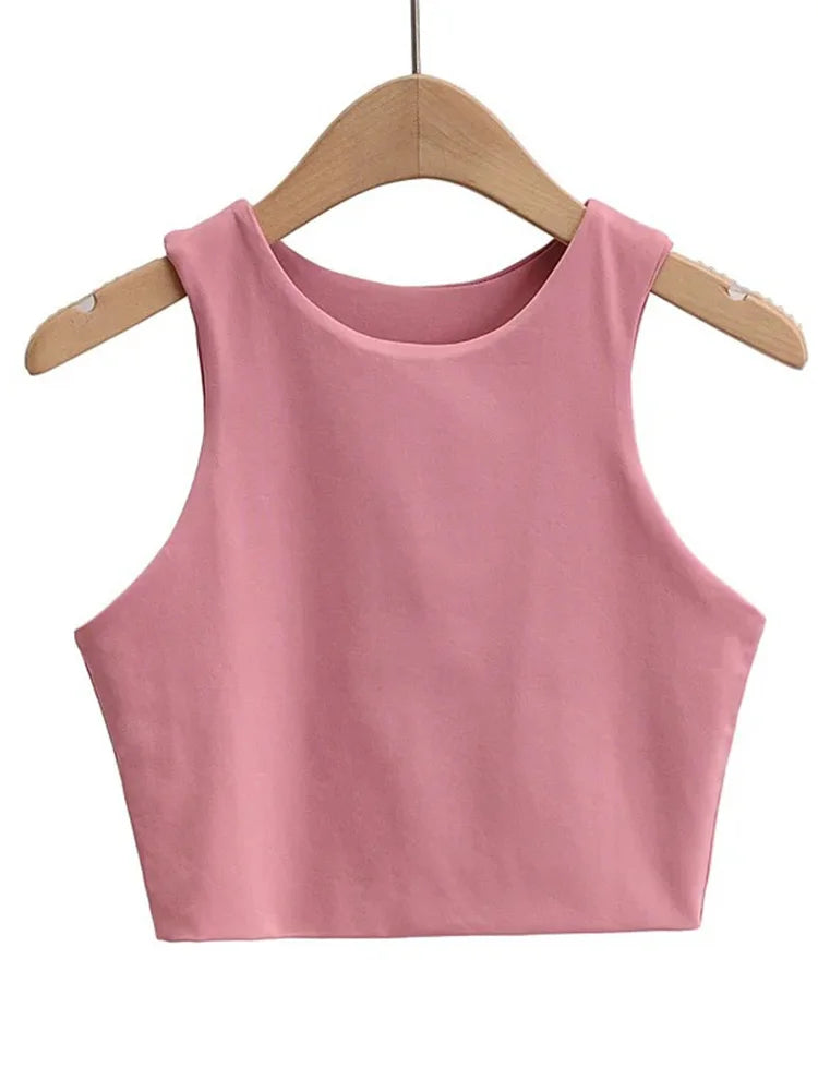 Solea | Top Slim Senza Maniche O-Collo Rosa