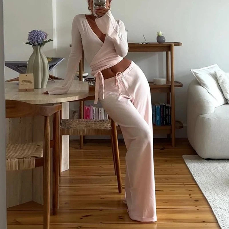 Solena | Set Lounge Donna Scollo V Pantaloni Elastici