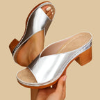 Stella | Mule da Donna Slip-On Punta Aperta Tacco Blocco