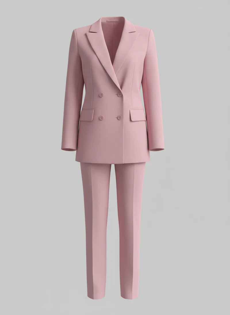 Completo Donna Elegante con Blazer Doppiopetto e Pantaloni | Aurora Rosa
