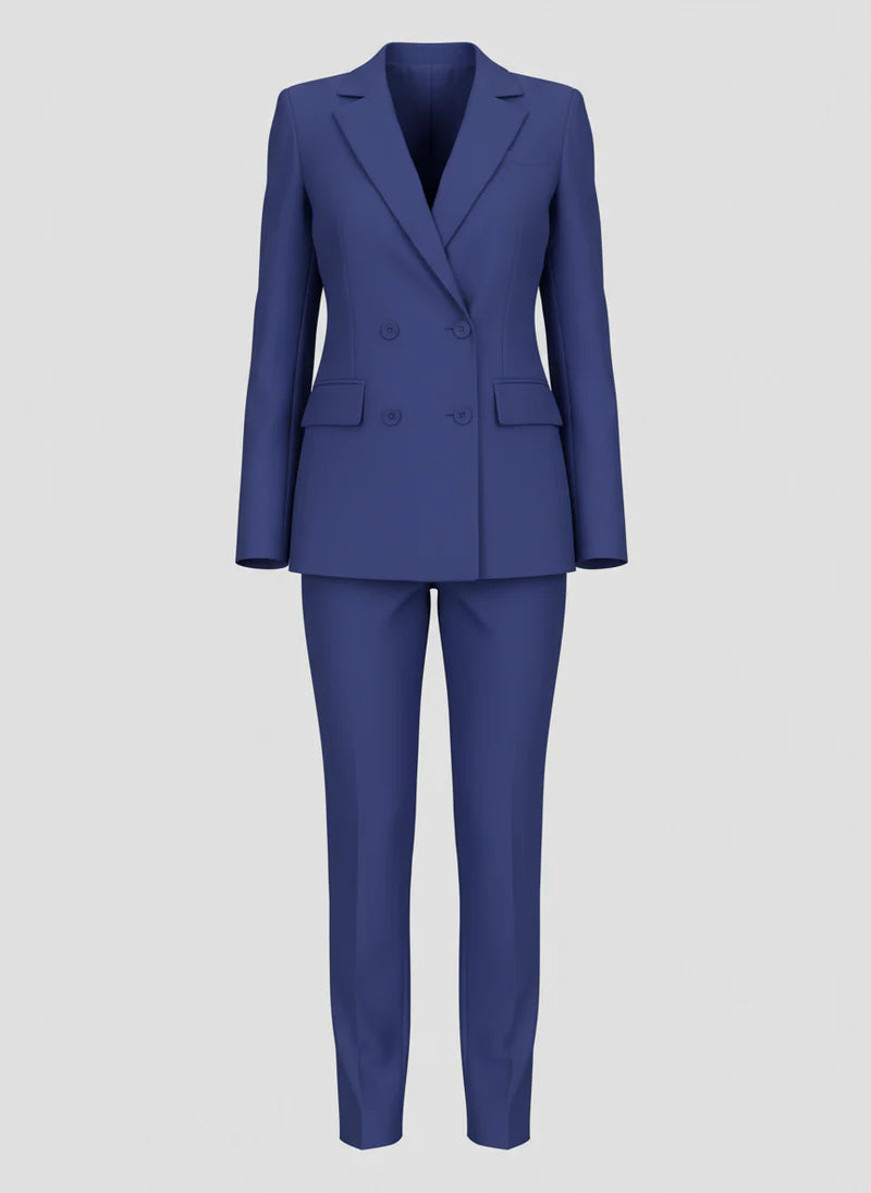 Completo Donna Elegante con Blazer Doppiopetto e Pantaloni | Aurora Blu