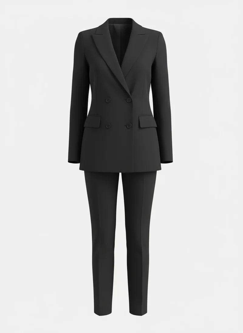 Completo Donna Elegante con Blazer Doppiopetto e Pantaloni | Aurora Nero