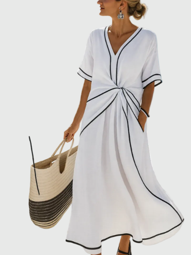 Women's Relaxed Fit Maxi Dress with Draped Design