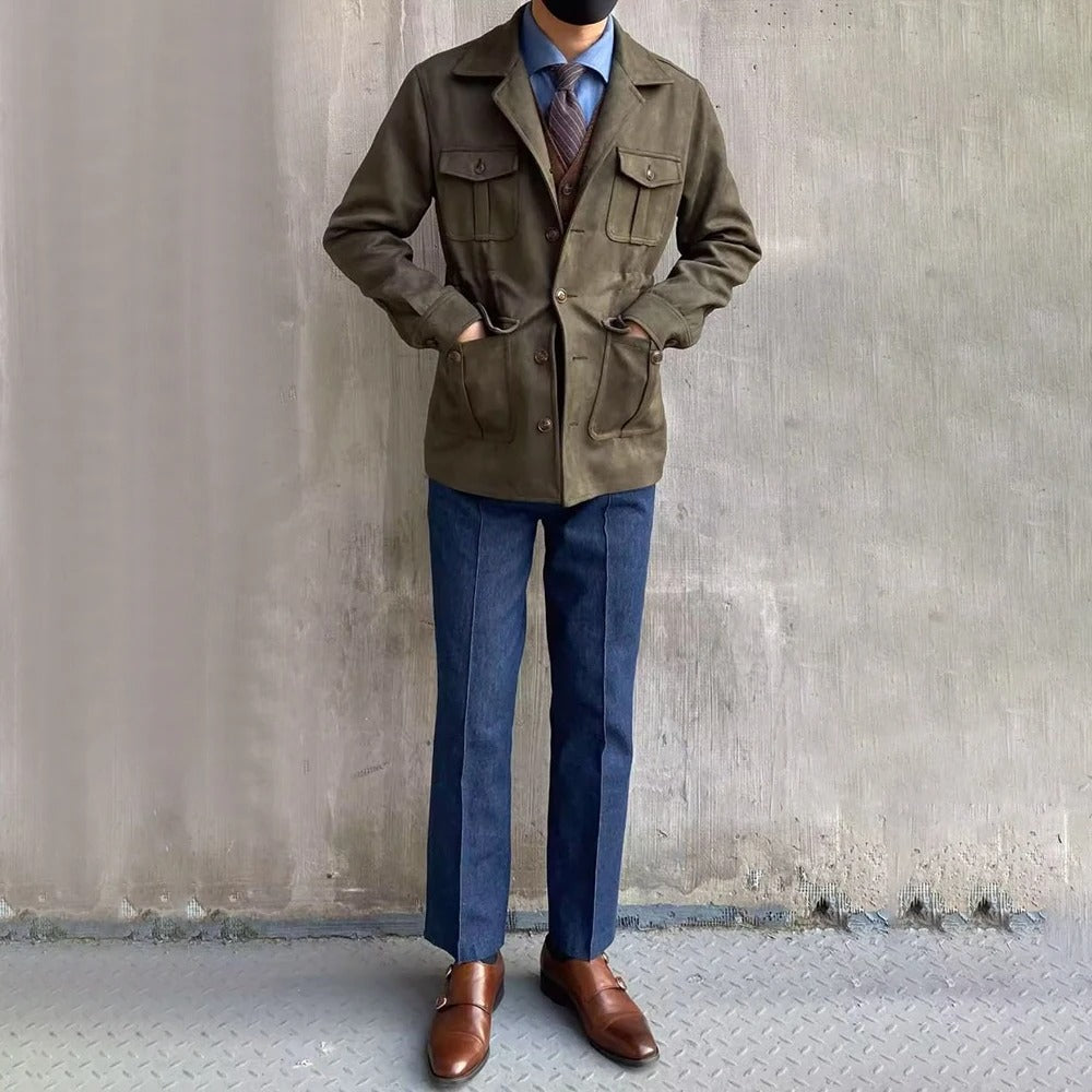 Trench Corto da Uomo | Harrown Verde Militare