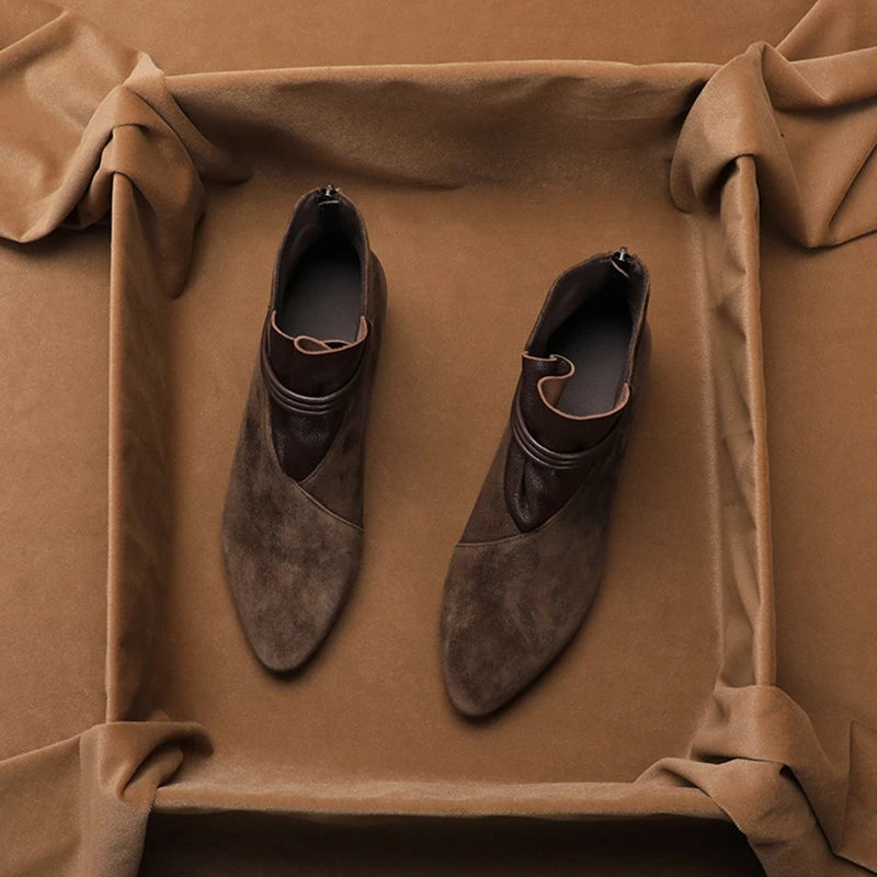 Stivali In Pelle Scamosciata Con Tacco Basso Per Donna | Trevina