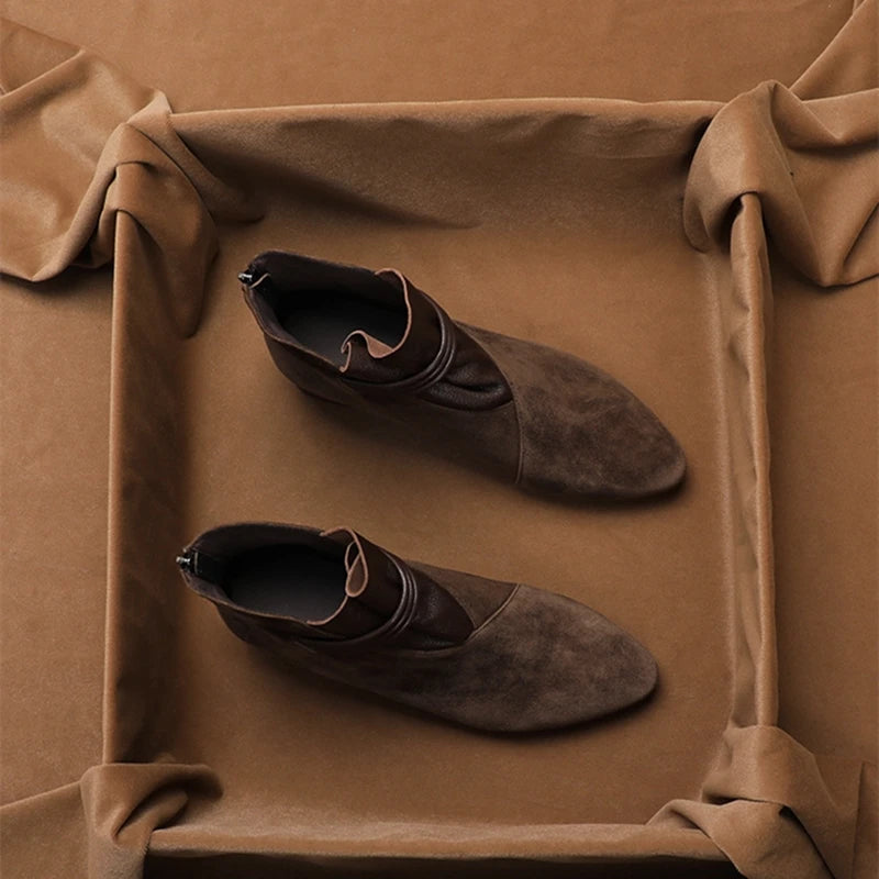 Stivali In Pelle Scamosciata Con Tacco Basso Per Donna | Trevina