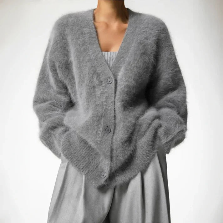 Cardigan oversize da donna con scollo a V e bottoni sul davanti
