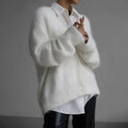 Cardigan oversize da donna con scollo a V e bottoni sul davanti