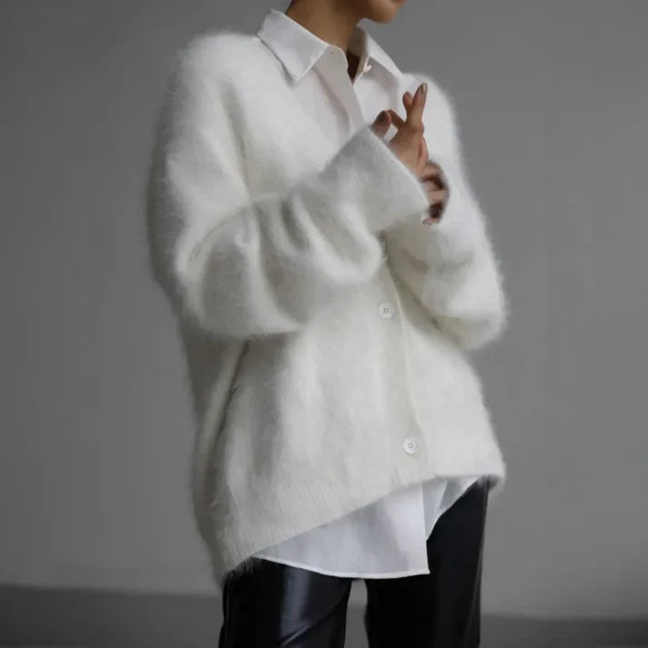 Cardigan oversize da donna con scollo a V e bottoni sul davanti