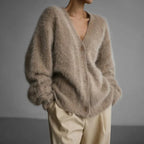 Cardigan oversize da donna con scollo a V e bottoni sul davanti