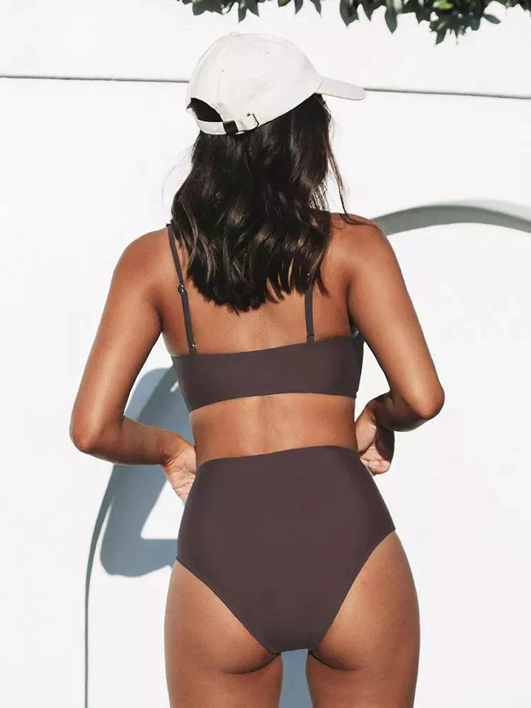 Costume da bagno donna a due pezzi con vita alta e vestibilità classica