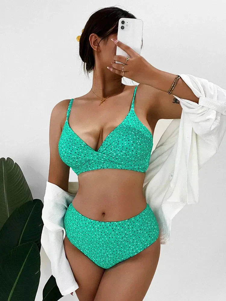 Costume da bagno donna a due pezzi con vita alta e vestibilità classica