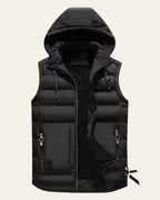 Varex | Gilet Piumino Con Cappuccio Uomo Zip Front Senza Maniche Nero