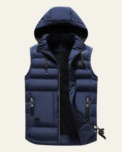 Varex | Gilet Piumino Con Cappuccio Uomo Zip Front Senza Maniche Blu