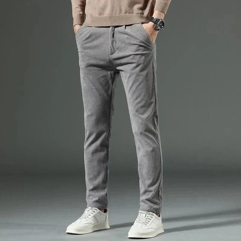 Vellon | Pantaloni Slim Fit in Velluto a Coste Grigio Cenere