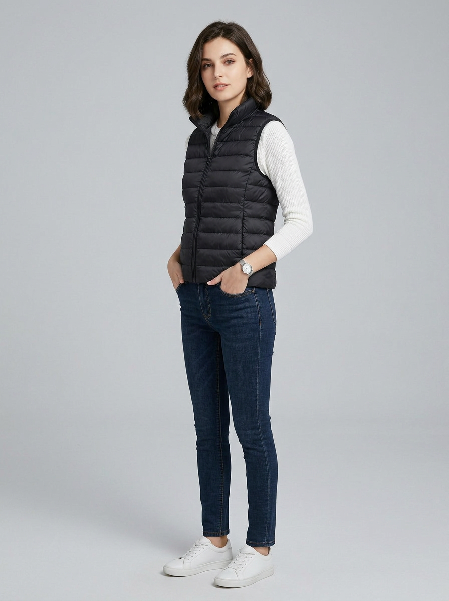 Virel | Gilet Puffer Donna Trapuntato Con Zip Collo Alto 1
