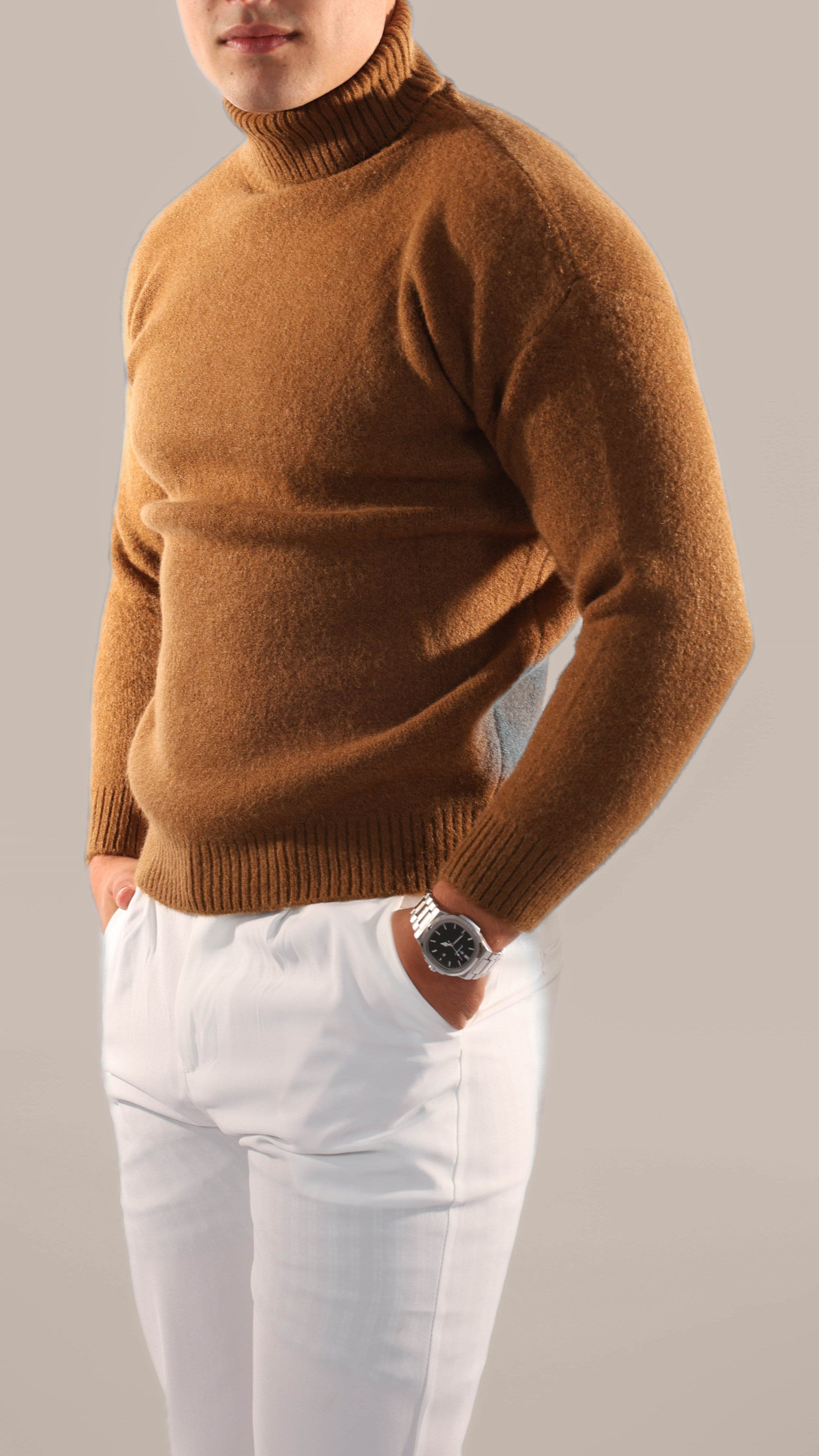 Maglione Collo Alto Slim Fit Per Uomo | Virel Marrone