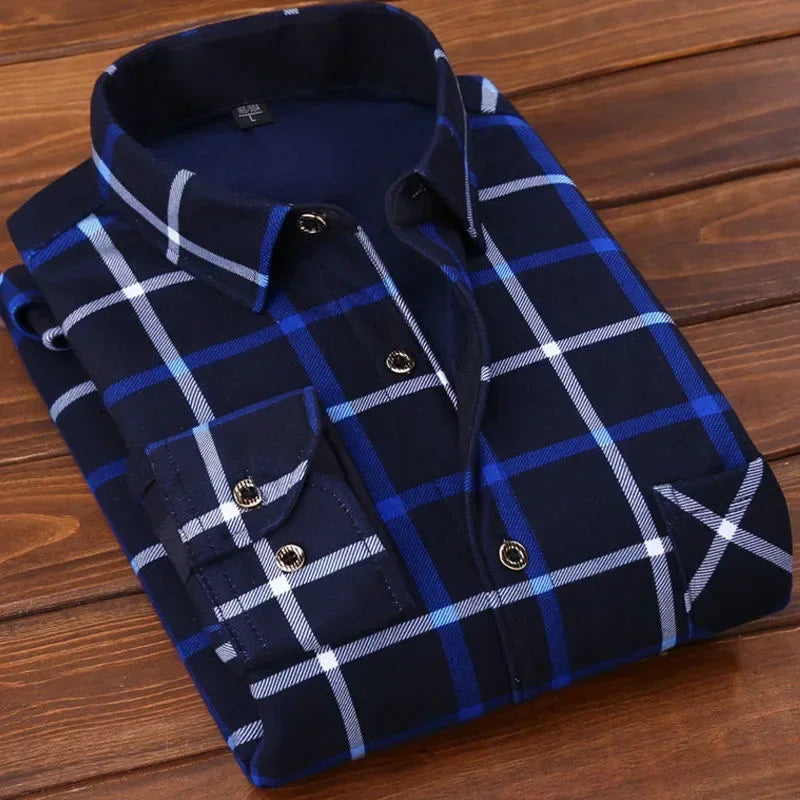 Camicia Invernale In Flanella per Uomo | Virelle Quadretti Blu
