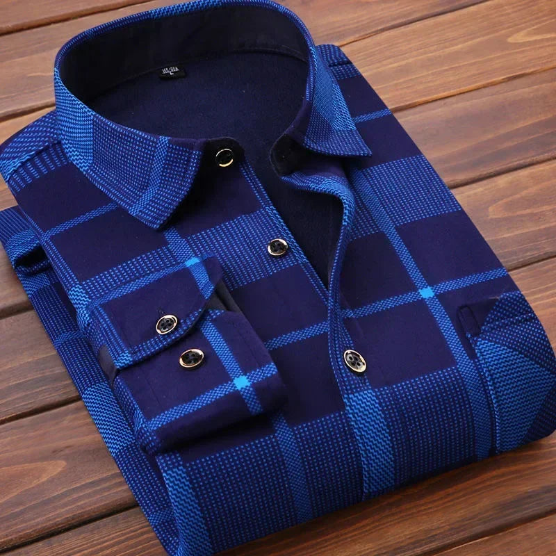 Camicia Invernale In Flanella per Uomo | Virelle Quadretti Blu 2