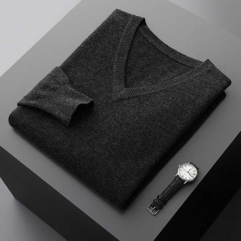 Walta | Maglione Semplice in Cashmere Grigio scuro