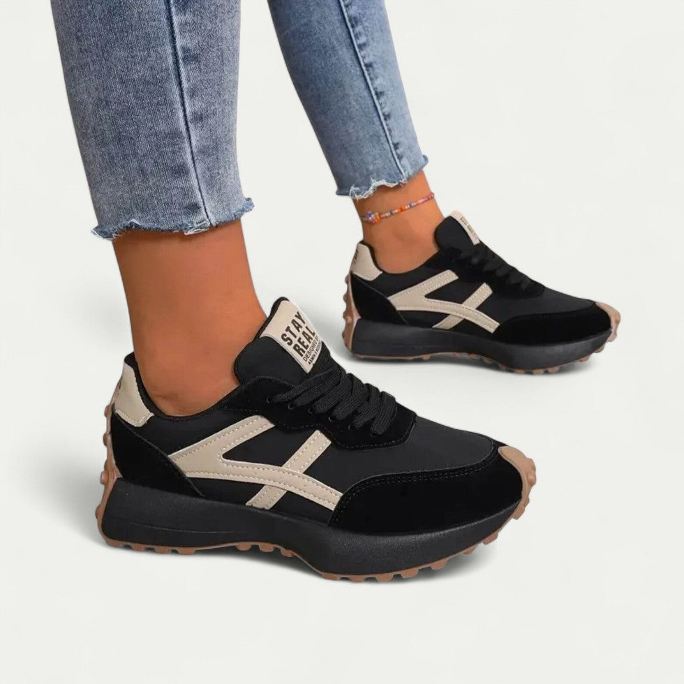 Sneakers Comfort Versatili Traspiranti Per Donna | Zelano Nero-Beige