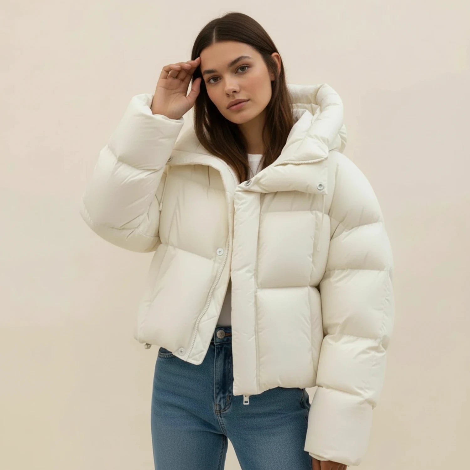 Piumino Con Cappuccio Trapuntato per Donna | Zelara Bianco