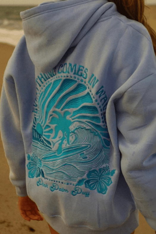 Zelira | Oversize Casual Felpa Con Cappuccio Onde Blu