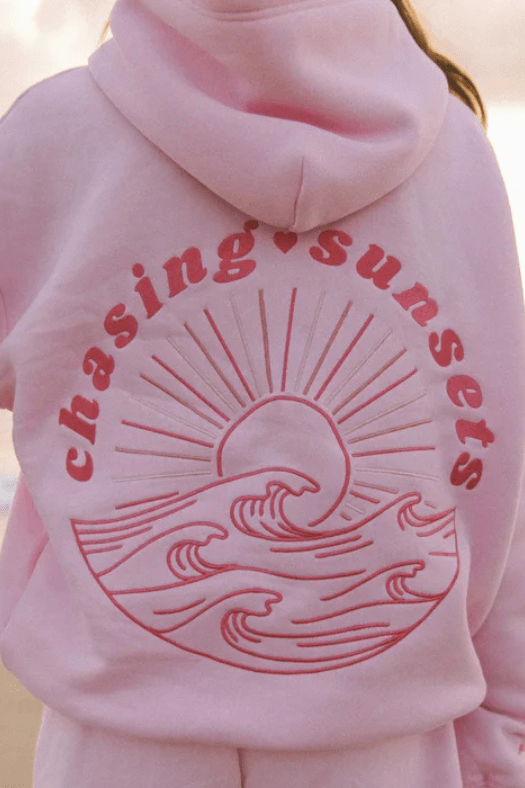 Zelira | Oversize Casual Felpa Con Cappuccio Tramonto Rosa