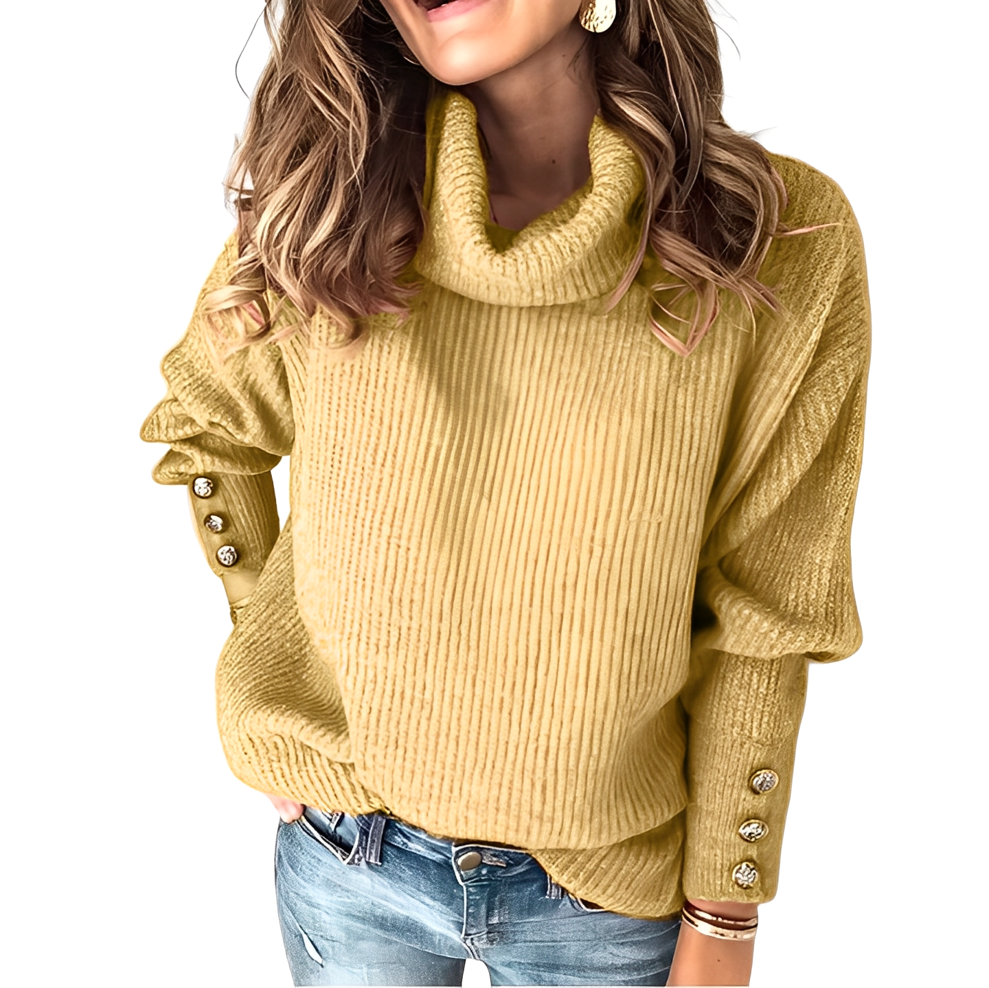 Zelma | Maglione Collo Alto Ampio Giallo