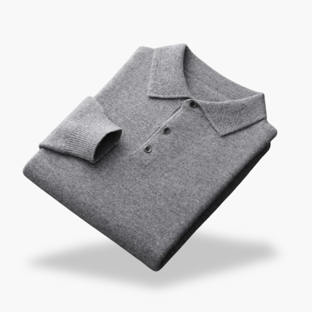 Maglione Polo In Lana Blu Per Uomo | Zelvian Grigio