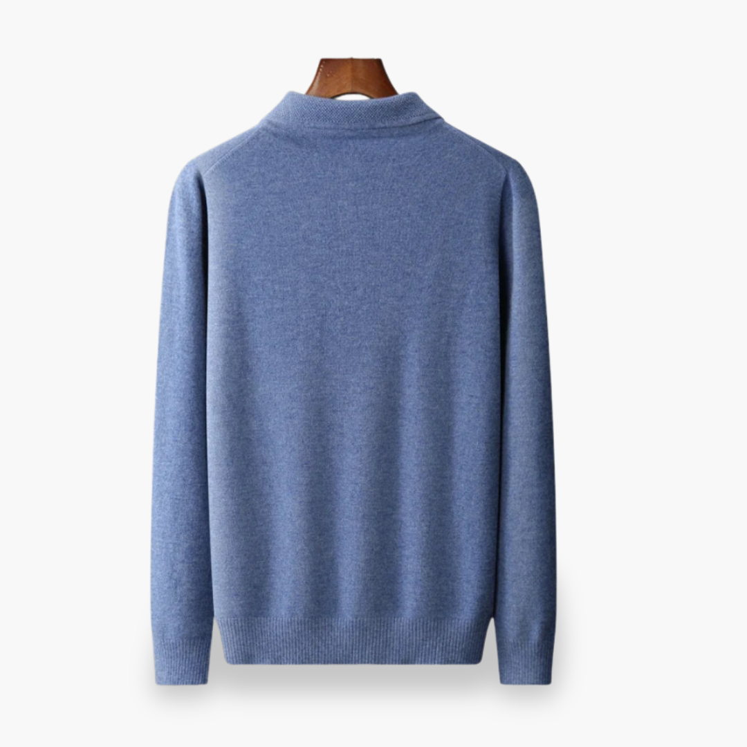 Maglione Polo In Lana Blu Per Uomo | Zelvian