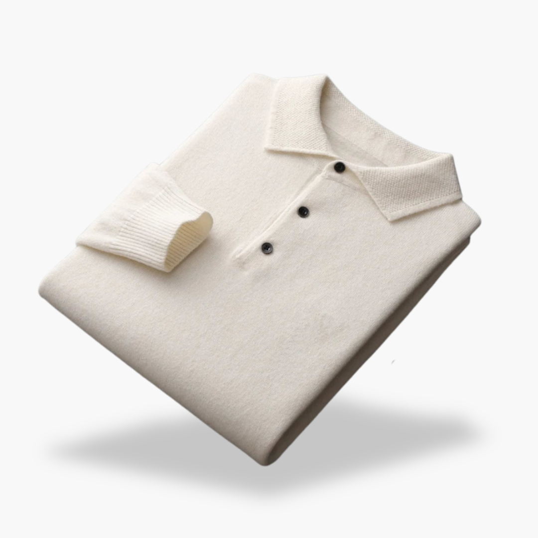 Maglione Polo In Lana Blu Per Uomo | Zelvian Bianco