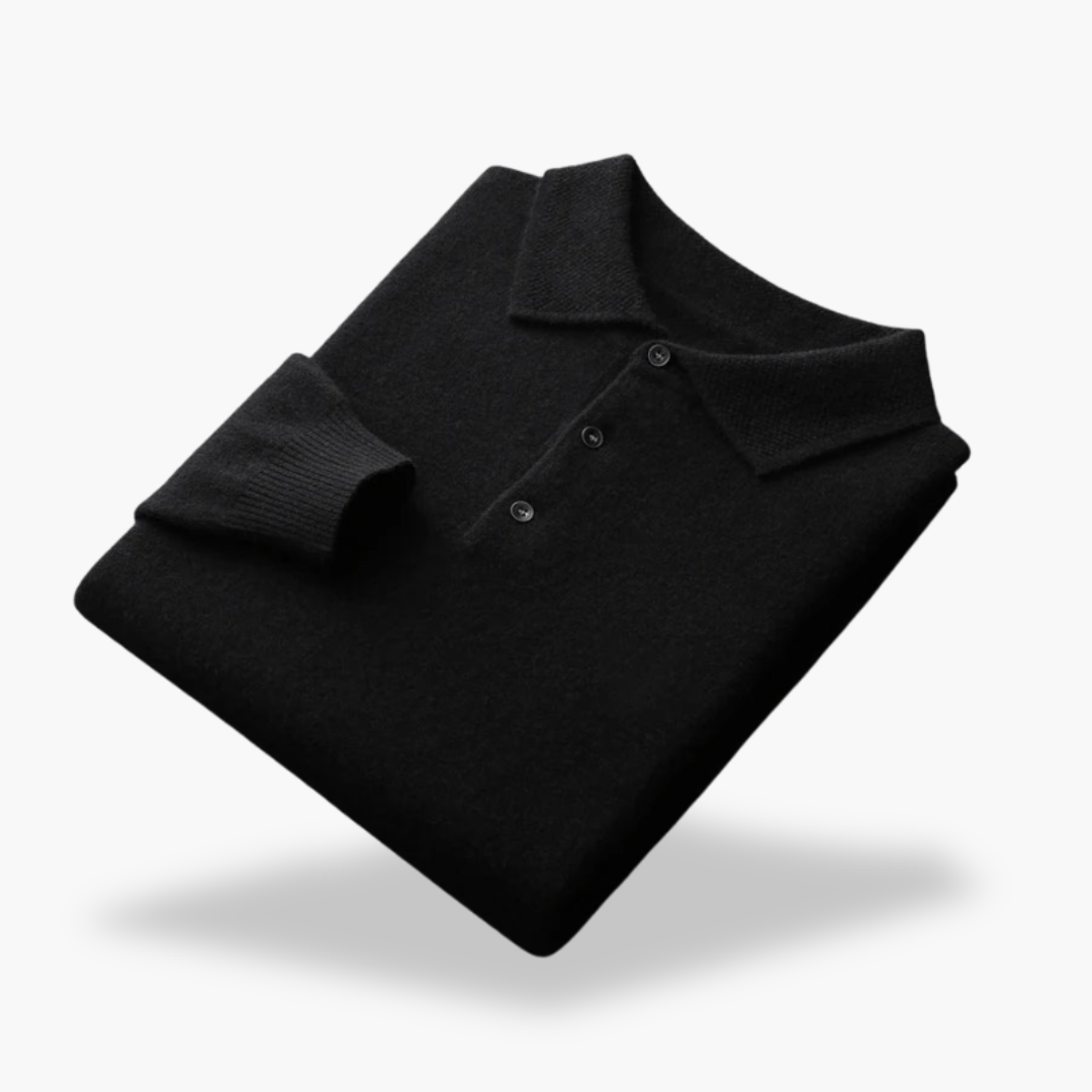 Maglione Polo In Lana Blu Per Uomo | Zelvian Nero