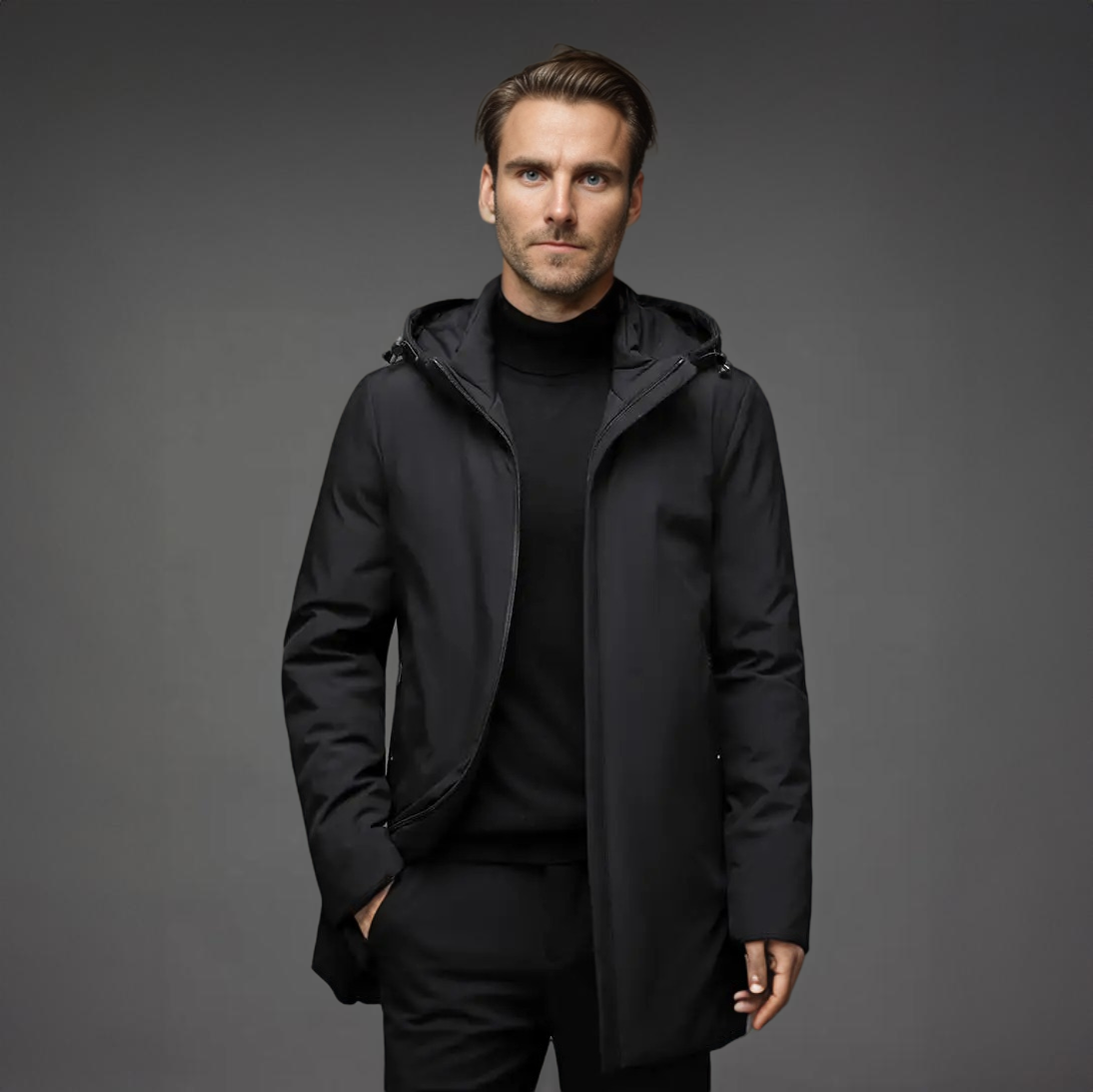 Parka Invernale Antivento Elegante Per Uomo | Zelvian Nero