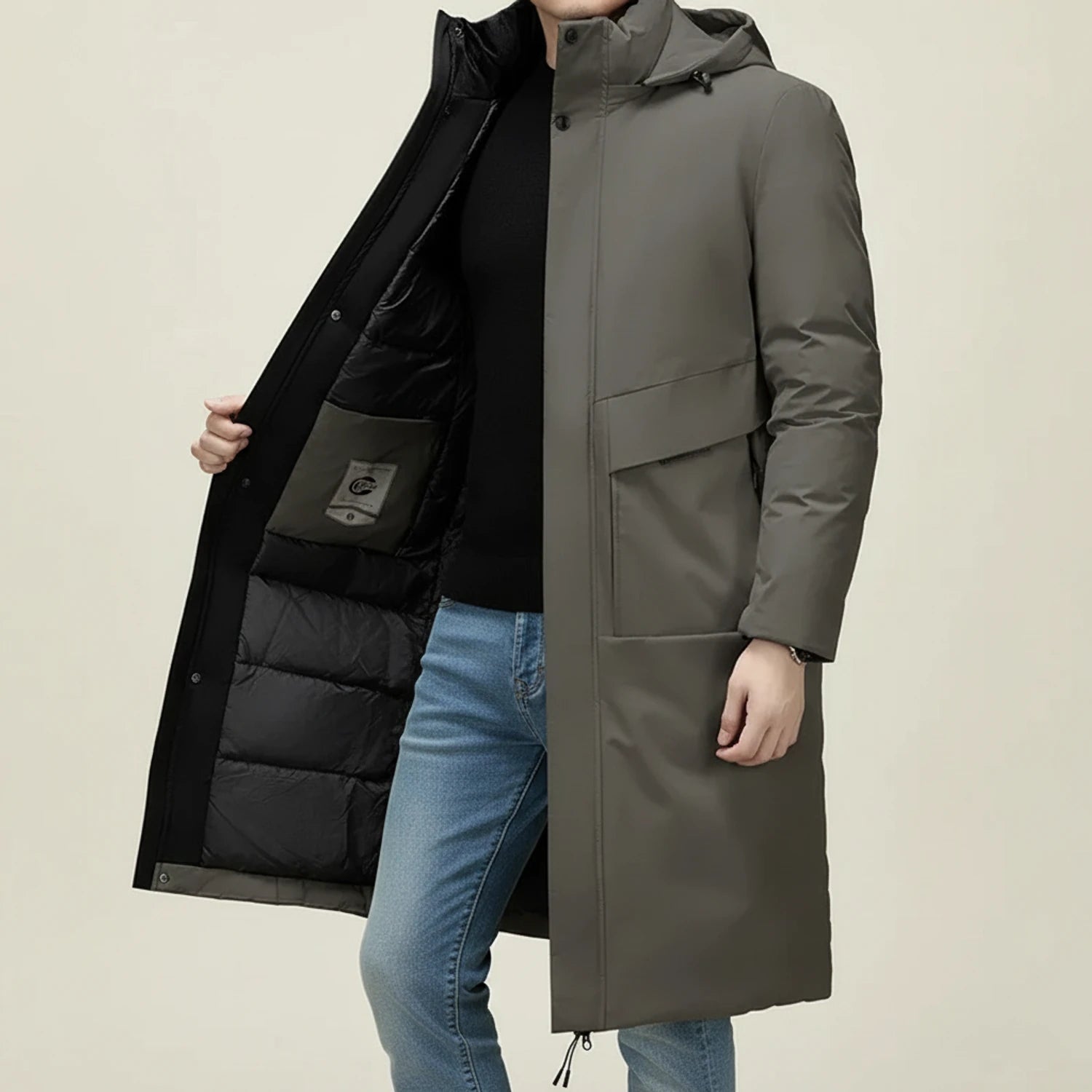 Parka Isolante Con Cappuccio Lungo Per Uomo | Zelvian Grigio