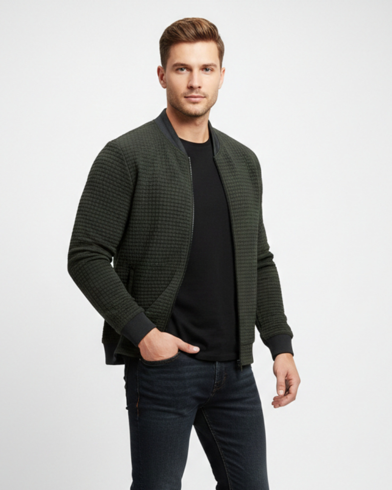 Zyro | Uomo Gilet In Maglia Fine Con Zip Verde