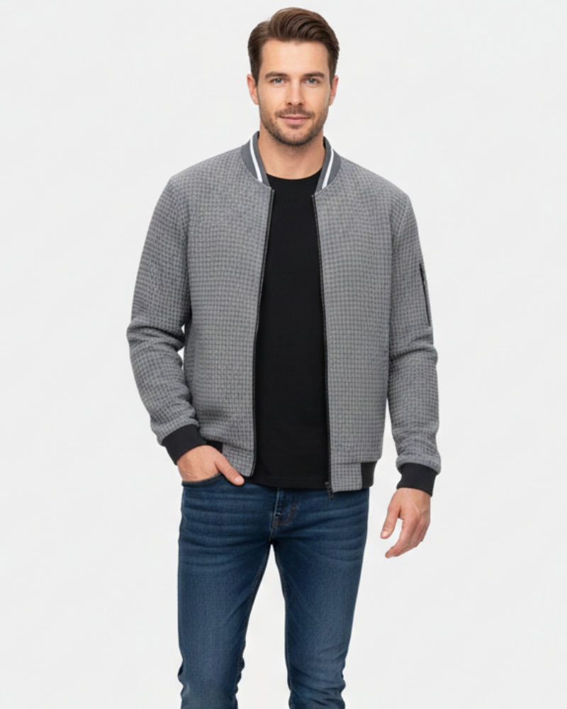 Zyro | Uomo Gilet In Maglia Fine Con Zip Grigio