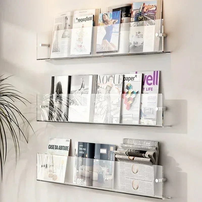 Acrylic Floating Shelf with Front Barrier for Books and Magazines Wall Mounted - Image 11