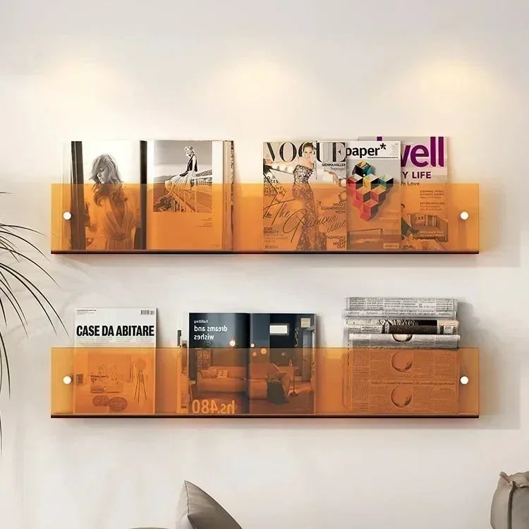 Acrylic Floating Shelf with Front Barrier for Books and Magazines Wall Mounted - Image 12