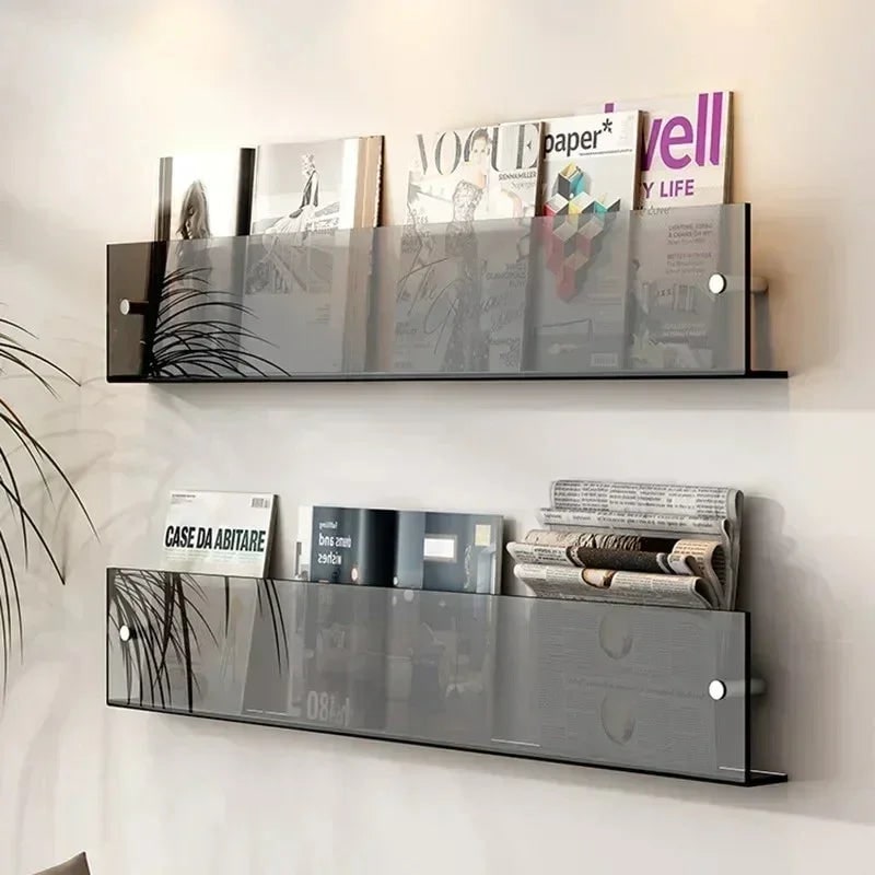 Acrylic Floating Shelf with Front Barrier for Books and Magazines Wall Mounted - Image 14