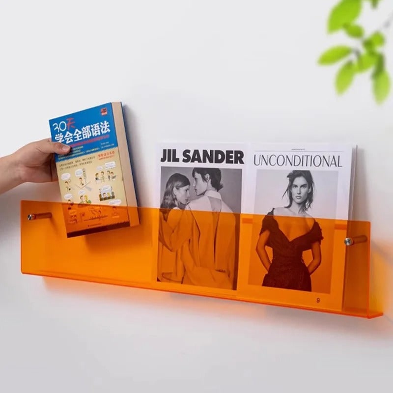 Acrylic Floating Shelf with Front Barrier for Books and Magazines Wall Mounted - Image 20