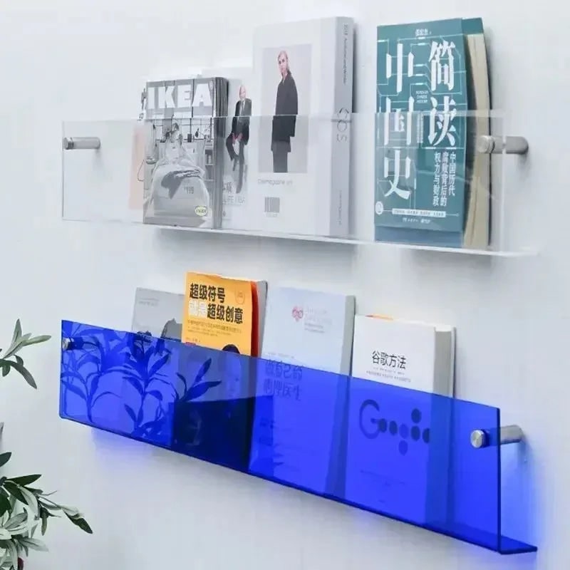 Acrylic Floating Shelf with Front Barrier for Books and Magazines Wall Mounted - Image 7