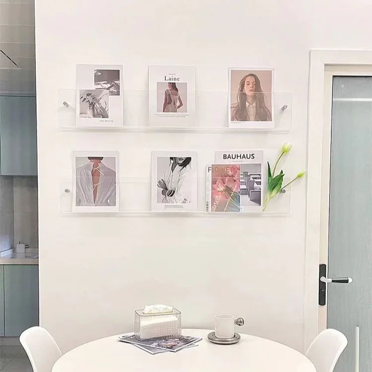 Acrylic Floating Shelf with Front Barrier for Books and Magazines Wall Mounted - Image 8