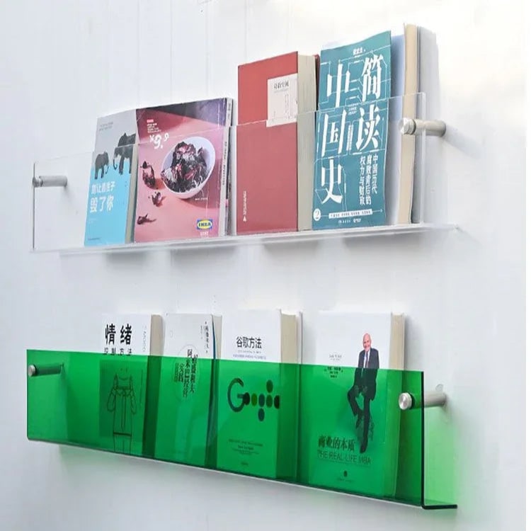 Acrylic Floating Shelf with Front Barrier for Books and Magazines Wall Mounted - Image 9